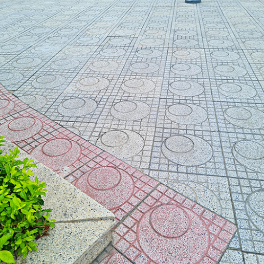 Gạch vỉa hè Terrazzo 40x40 xám tròn